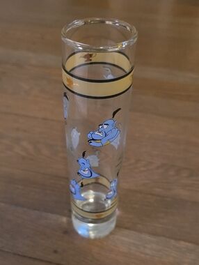 Disney Aladdin/Blue Genie Glass Bud Vase with Gold Accents 7.5"
